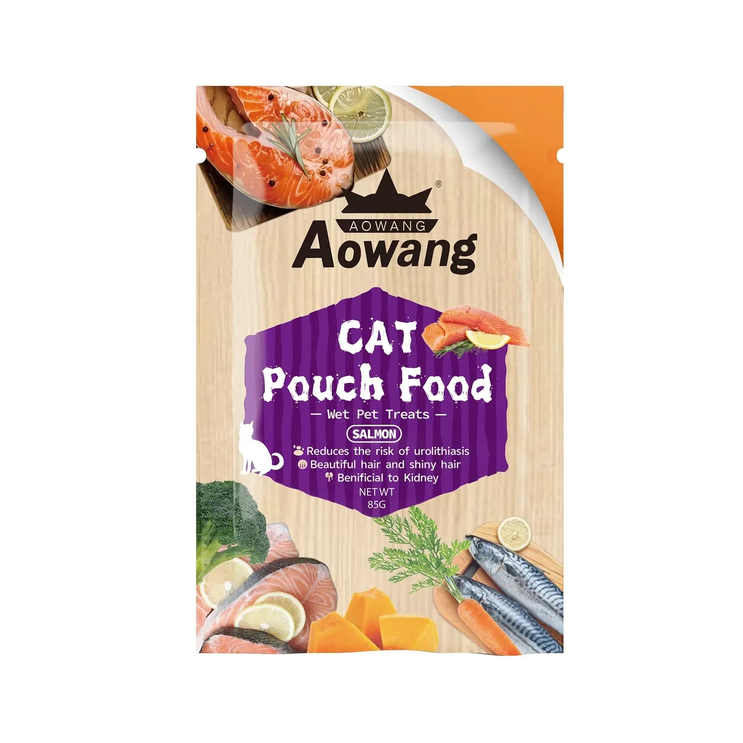 AOWANG Cat Wet Pouch Food Salmon Meat Pate 80g