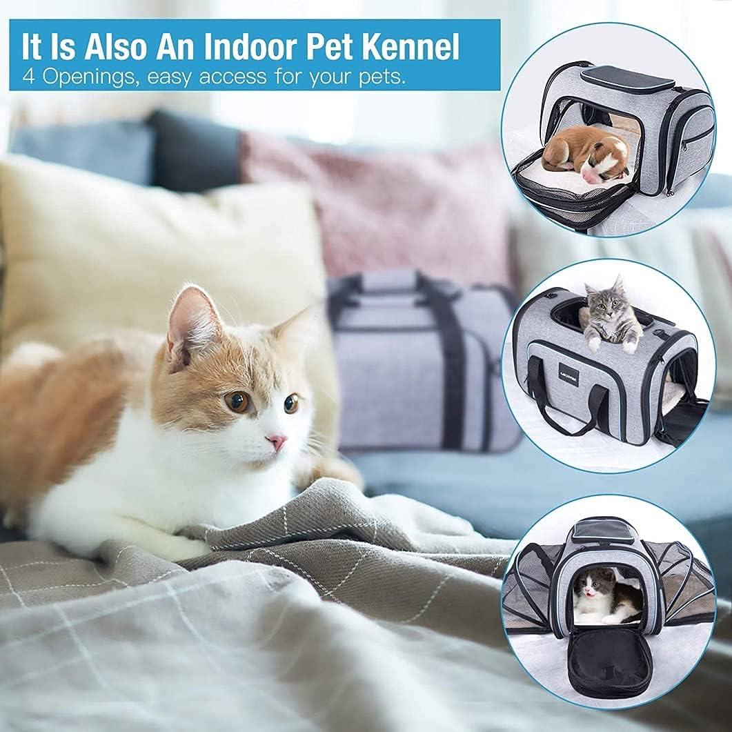 Pet Carrier Airline Approved, Expandable Foldable Soft-Sided Dog Carrier, with 2 Expandable Mesh Windows, Pet Travel Bag