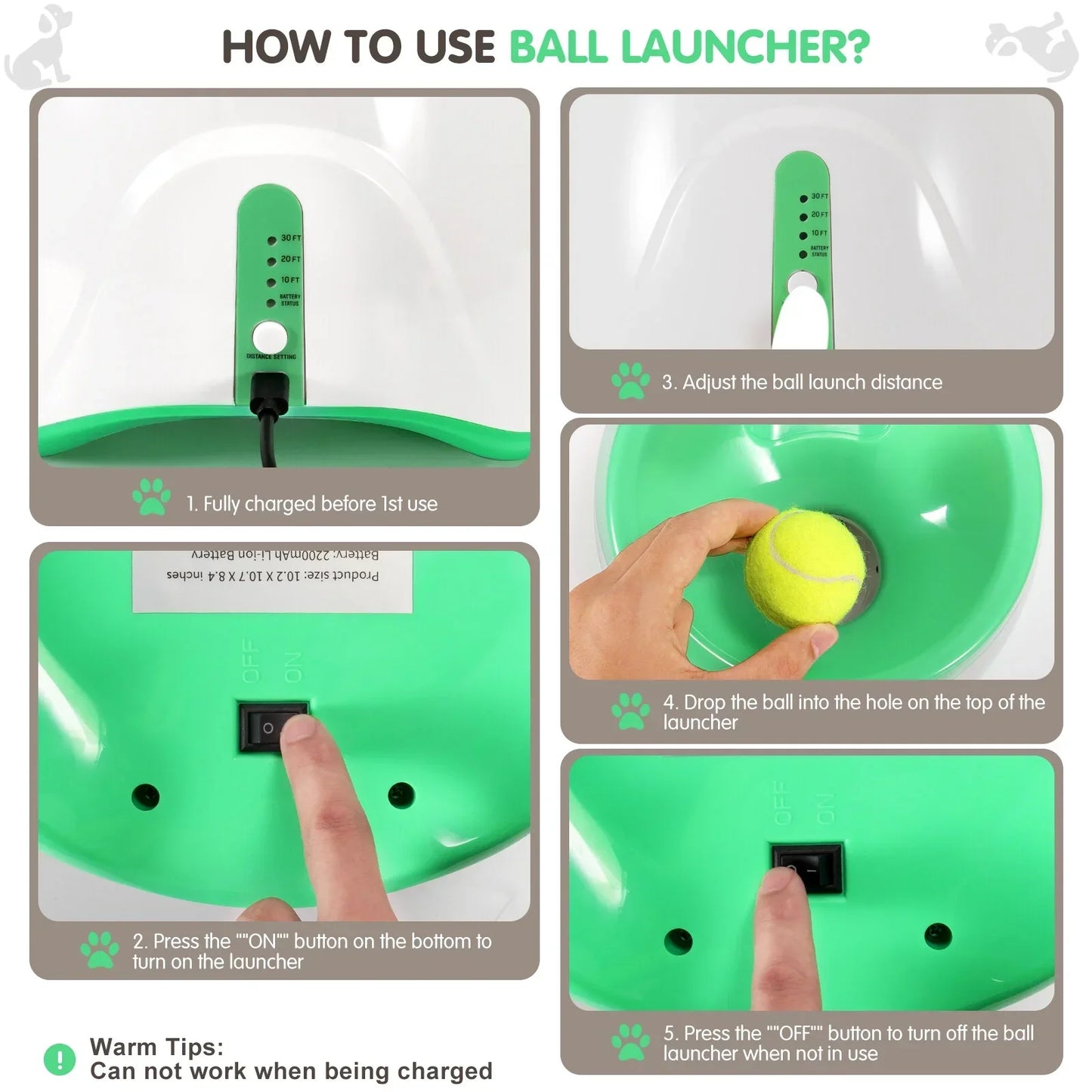Automatic Dog Ball Launcher, Dog Ball Thrower with 15 Mini Tennis Balls Sizing 2 Inch and Mesh Bag, Dog Toys Tennis Ball Launcher for Small Dogs with 3 Distance Settings