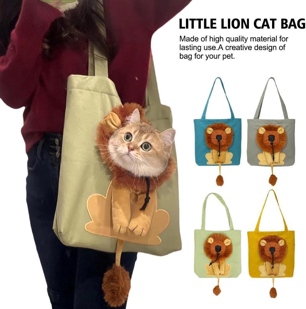 FUNTLY Pet Canvas Shoulder Carrying Bag, Cute Lion-Shaped Bag Cat Carrier, Pet Carrier for Small Dogs and Cats Pet Supplies(B,15.7 x 13.7in)