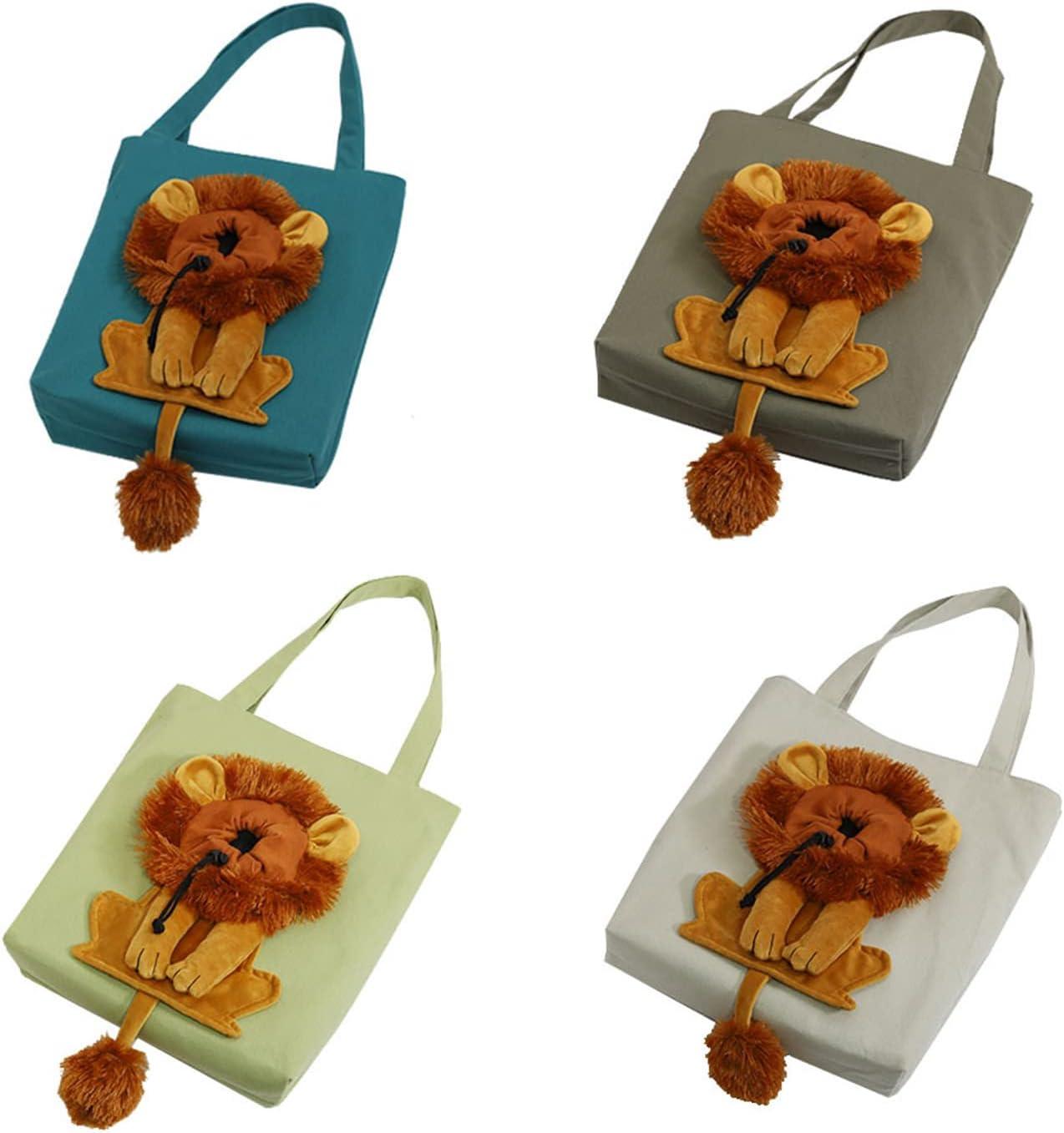 FUNTLY Pet Canvas Shoulder Carrying Bag, Cute Lion-Shaped Bag Cat Carrier, Pet Carrier for Small Dogs and Cats Pet Supplies(B,15.7 x 13.7in)