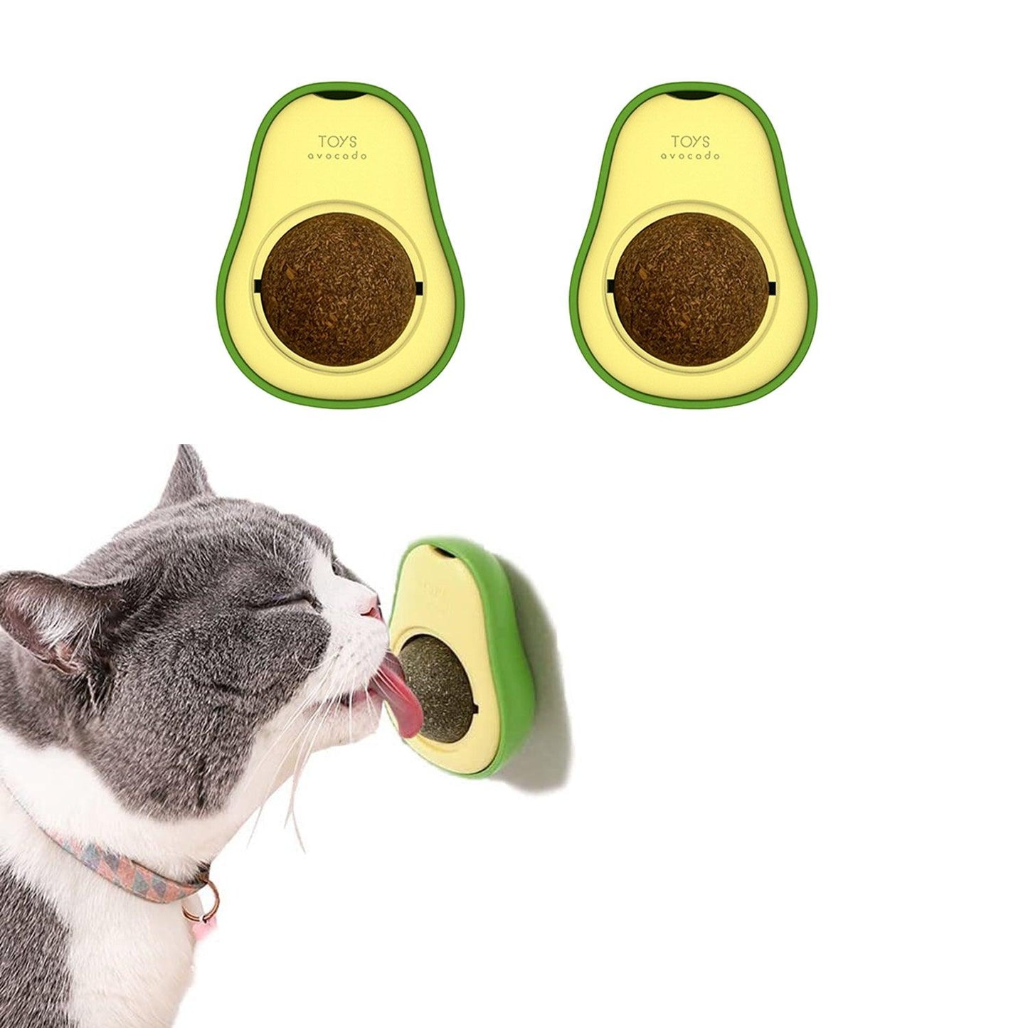 Avocado Catnip Wall Ball Cat Toys Catnip Edible Licking Balls Snack Healthy Rotatable Treats Toys Kitten Supplies Teeth Cleaning