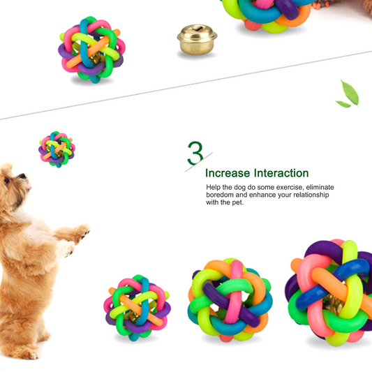 Small and Medium Dogs Rubber Chew Toy Rainbow Ball Colorful Bell Ball Pets 1PCS Diameter 5.5CM