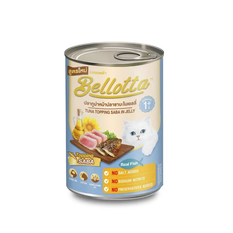Bellotta Premium Cat Can Wet Food Real Tuna Topping Saba in Jelly 400gm