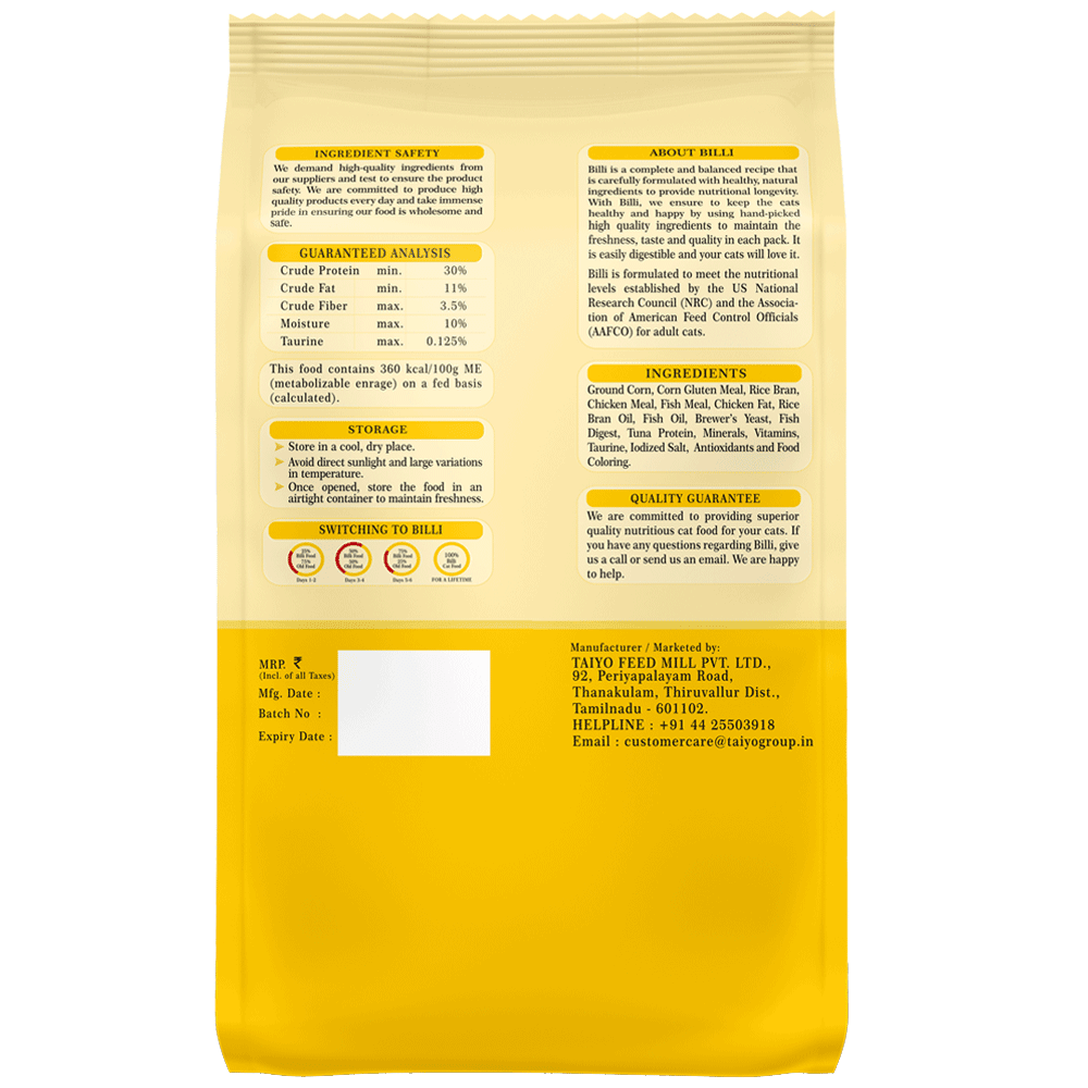 Billi Adult Cat Food in Real Chicken 1.5kg