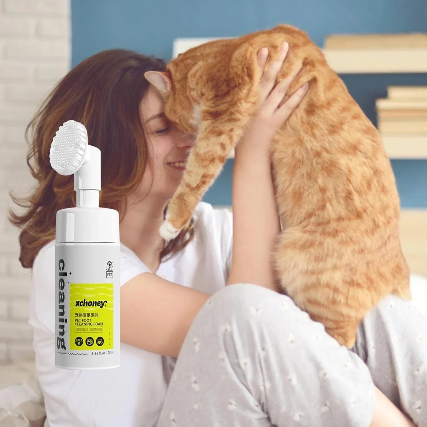 Cat Paw Cleaner | Grooming Cleaner Foaming Pet Feet Cleaner, Safe and Effective Pet Cleaning Supplies with Portable Silicone Brush for Dogs, Kittens, Puppies