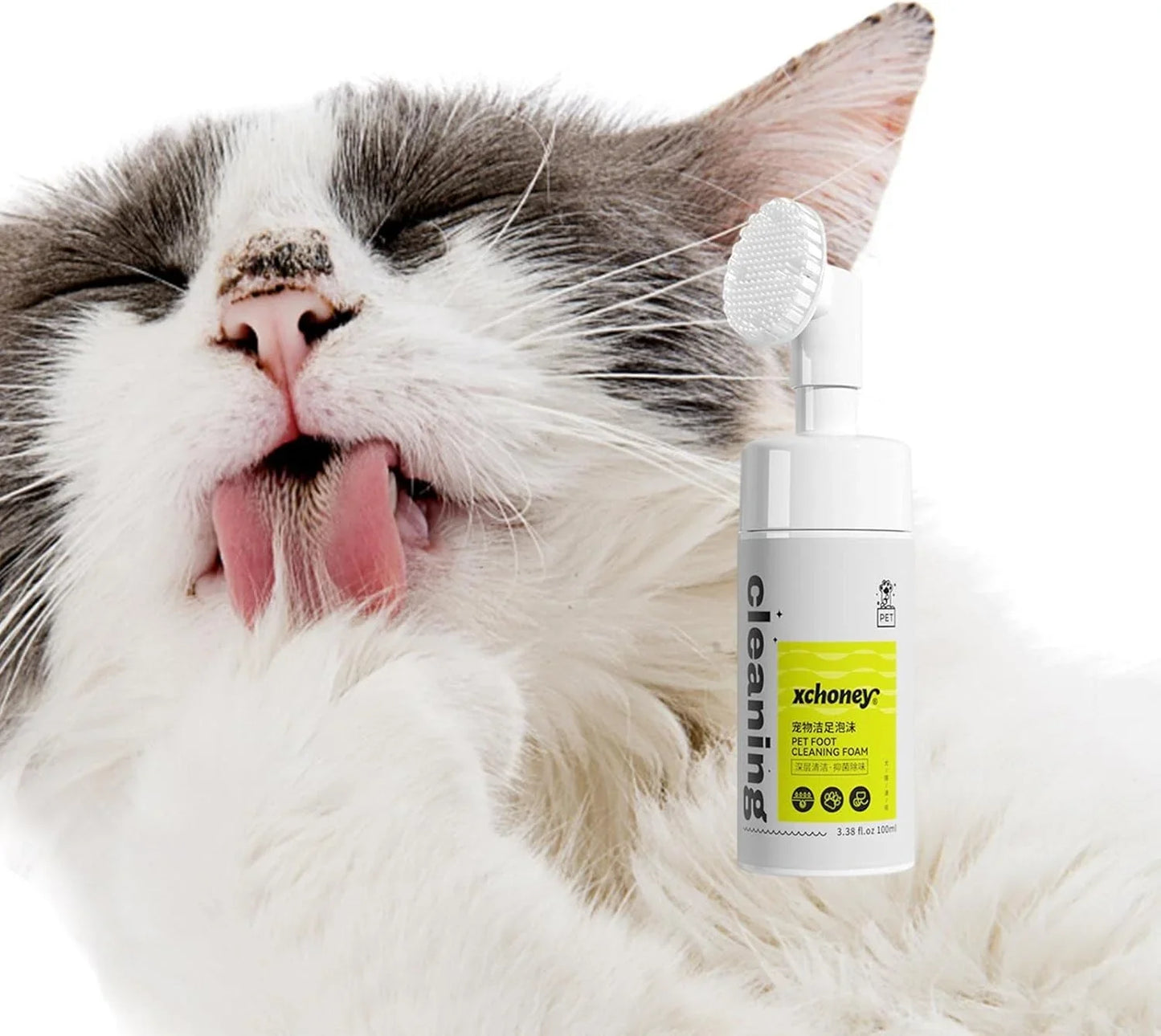 Cat Paw Cleaner | Grooming Cleaner Foaming Pet Feet Cleaner, Safe and Effective Pet Cleaning Supplies with Portable Silicone Brush for Dogs, Kittens, Puppies