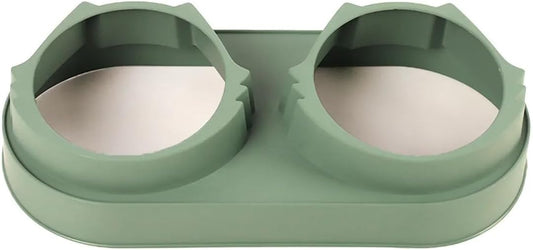 Double Compartment Plastic Food Bowl Non-Slip Base, Durable & Hygienic – Cat