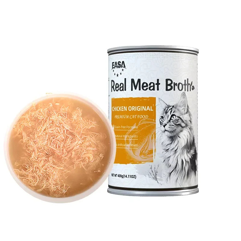 EASA Cat Can Wet Food Real Meat Broth - Chicken Original For All Age Cats 400g