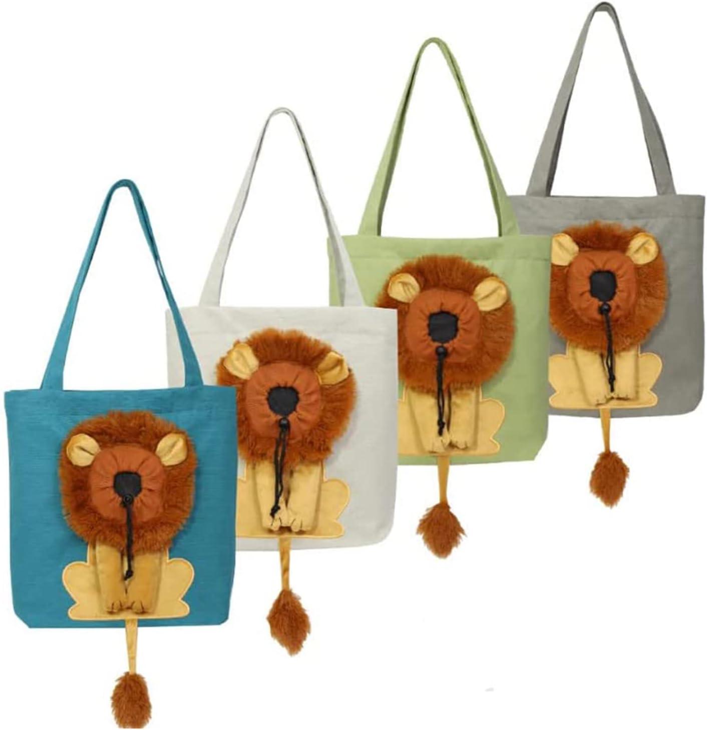 FUNTLY Pet Canvas Shoulder Carrying Bag, Cute Lion-Shaped Bag Cat Carrier, Pet Carrier for Small Dogs and Cats Pet Supplies(B,15.7 x 13.7in)