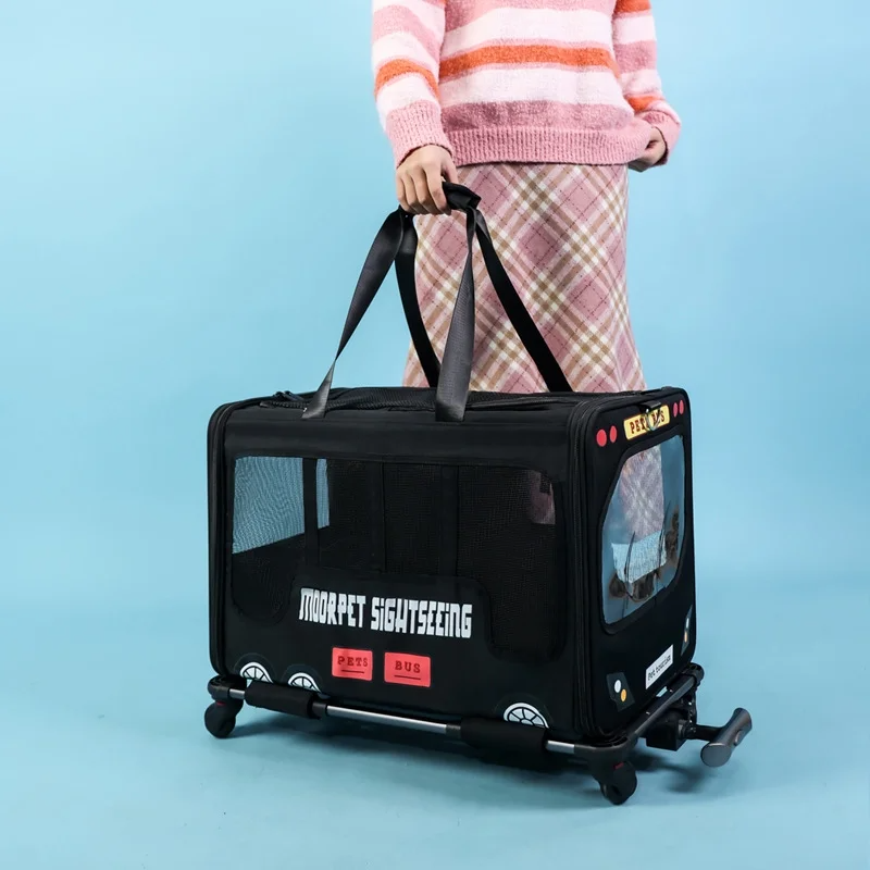 Pet Travel Carrier with Wheels - Expandable Rolling Carrier for Small Dogs & Cats, Breathable Mesh, Secure Locking Zippers for Car & Air Travel