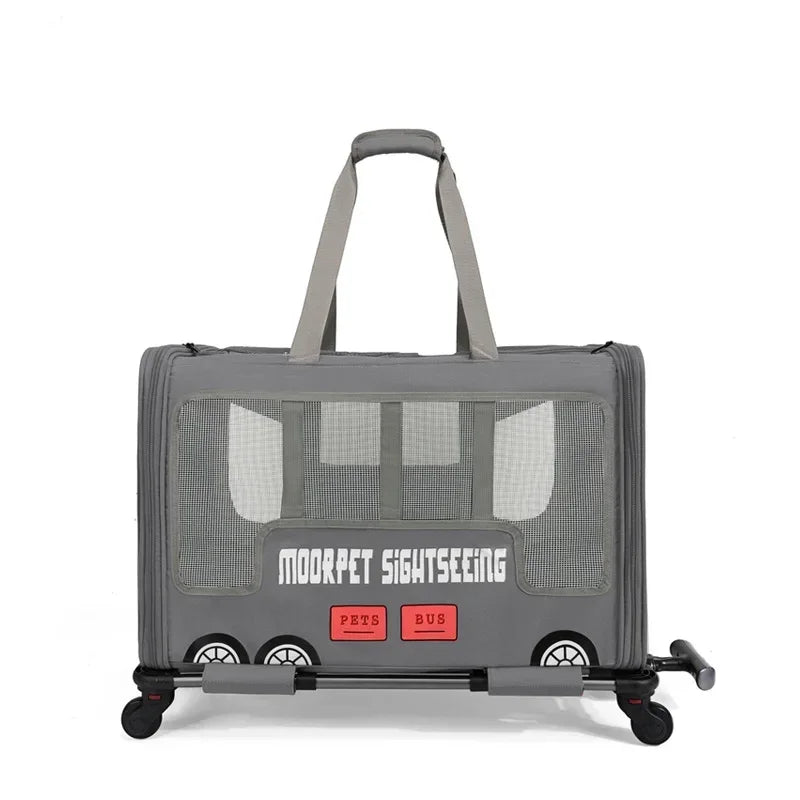 Pet Travel Carrier with Wheels - Expandable Rolling Carrier for Small Dogs & Cats, Breathable Mesh, Secure Locking Zippers for Car & Air Travel