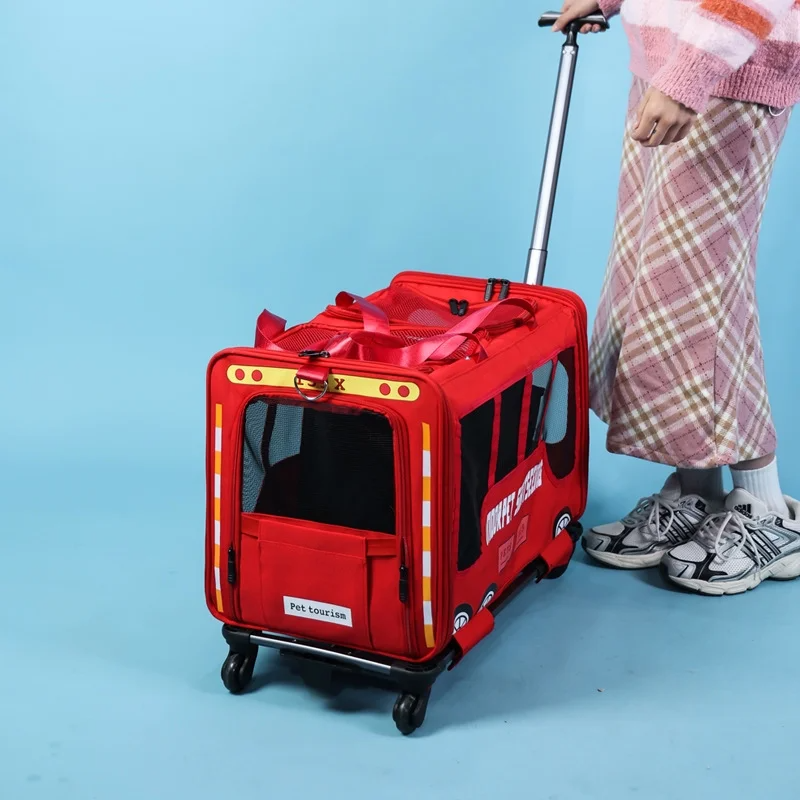 Pet Travel Carrier with Wheels - Expandable Rolling Carrier for Small Dogs & Cats, Breathable Mesh, Secure Locking Zippers for Car & Air Travel