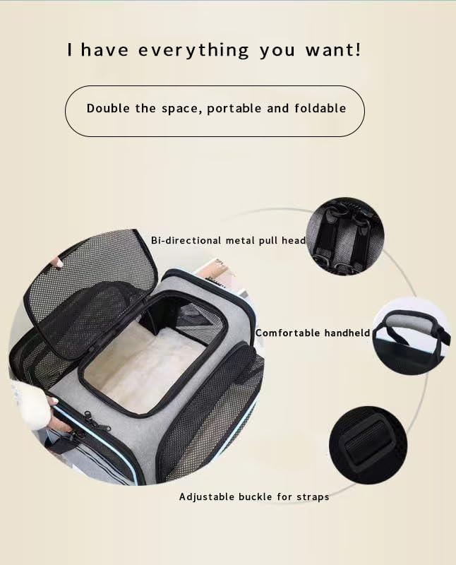 Pet Carrier Airline Approved, Expandable Foldable Soft-Sided Dog Carrier, with 2 Expandable Mesh Windows, Pet Travel Bag