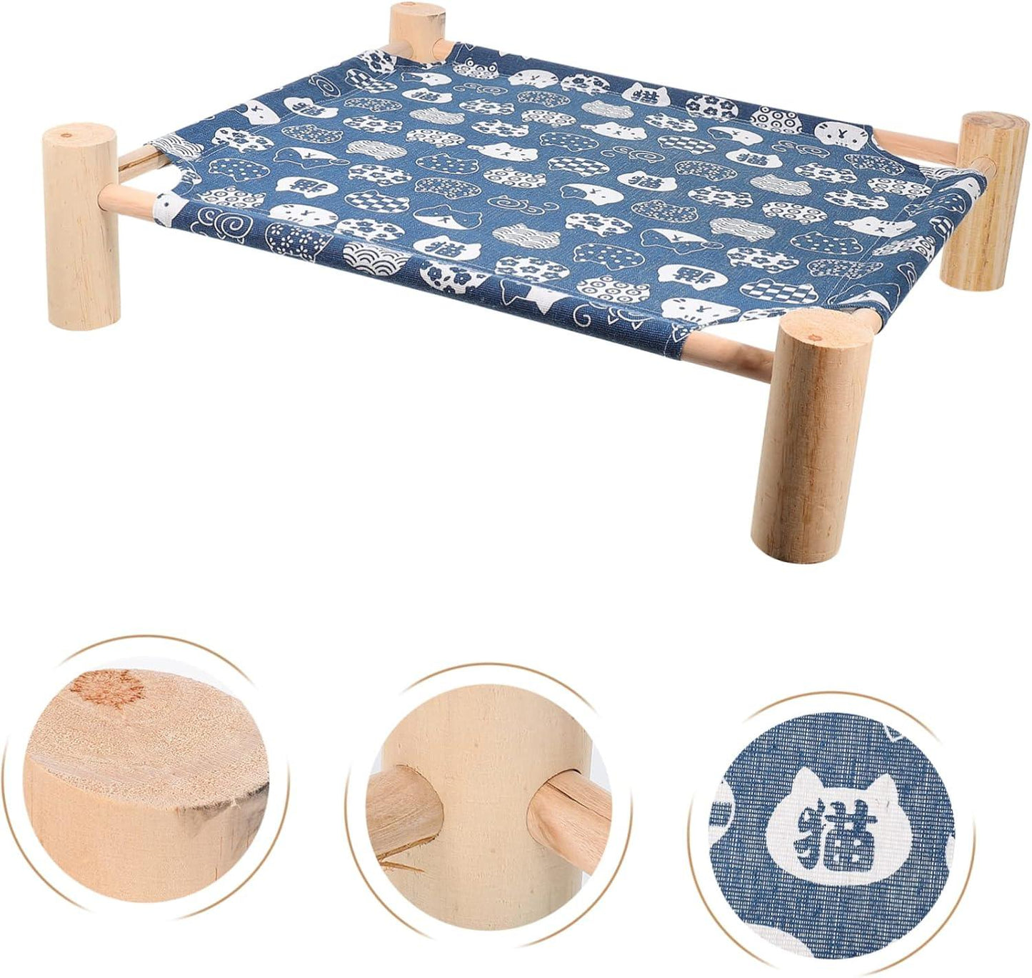Cooling Cat and Dog Bed Breathable Summer Dog Wooden Bed Removable and Washable Beds for Small Dogs 54*11*47cm