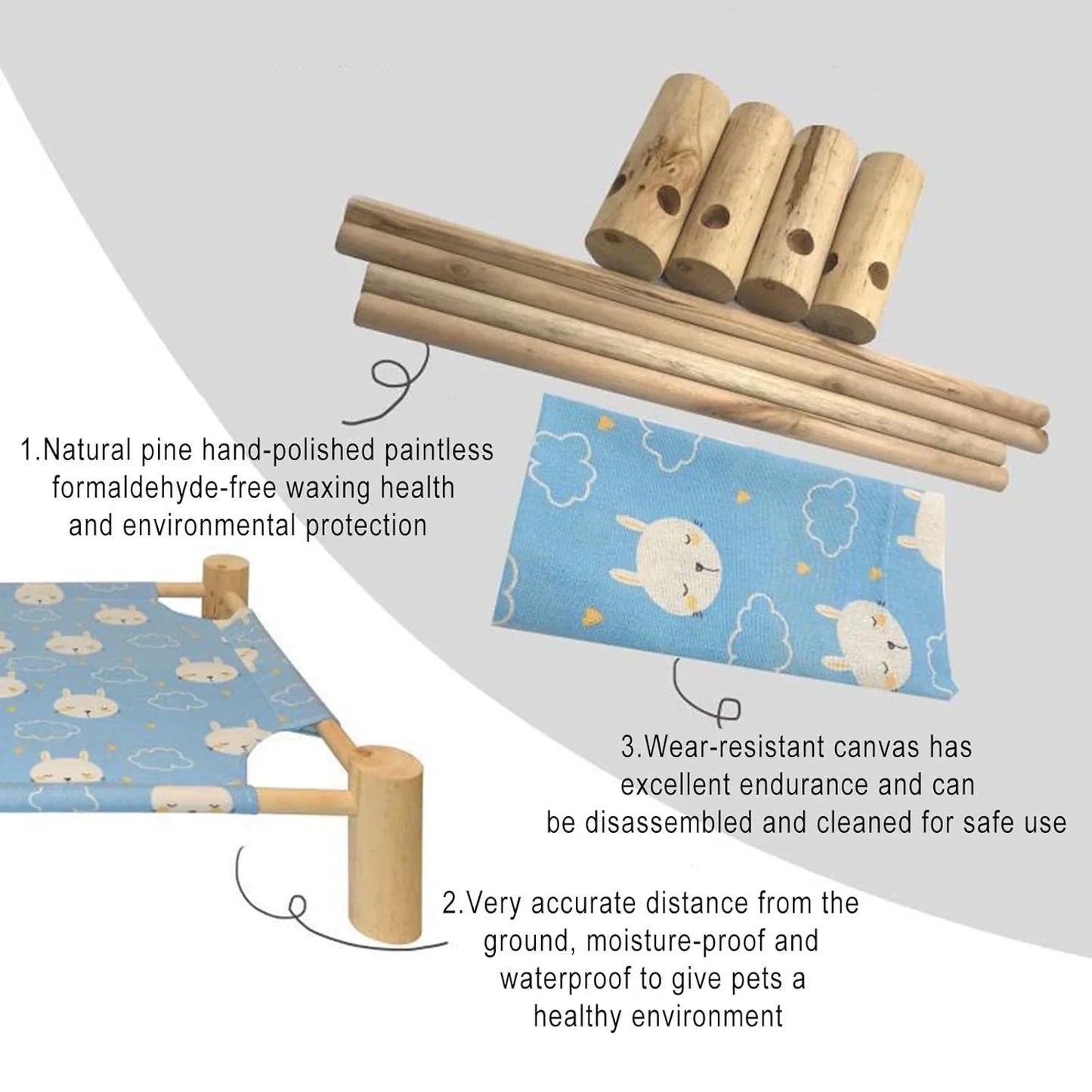 Cooling Cat and Dog Bed Breathable Summer Dog Wooden Bed Removable and Washable Beds for Small Dogs 54*11*47cm