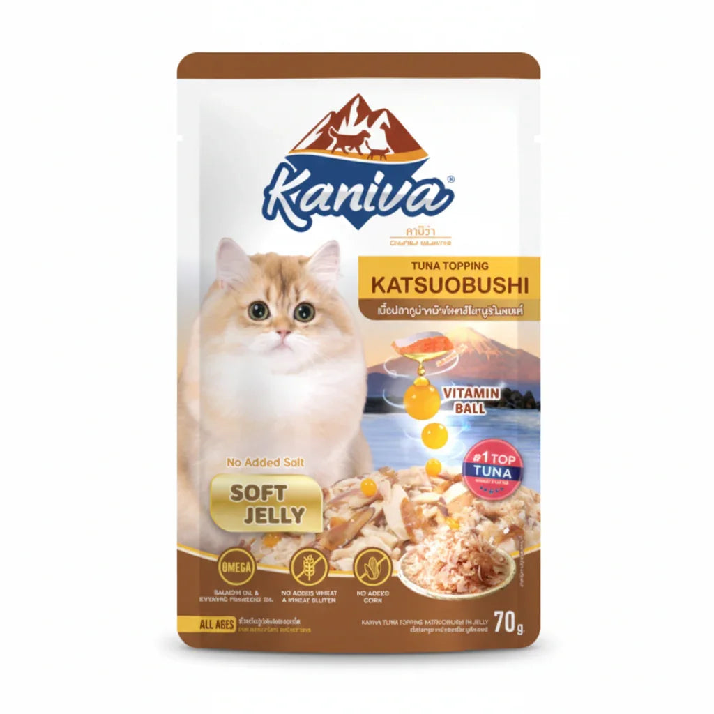 Kaniva Cat Pouch Tuna Topping Katsuobushi In Jelly 70g for Adult & Kitten