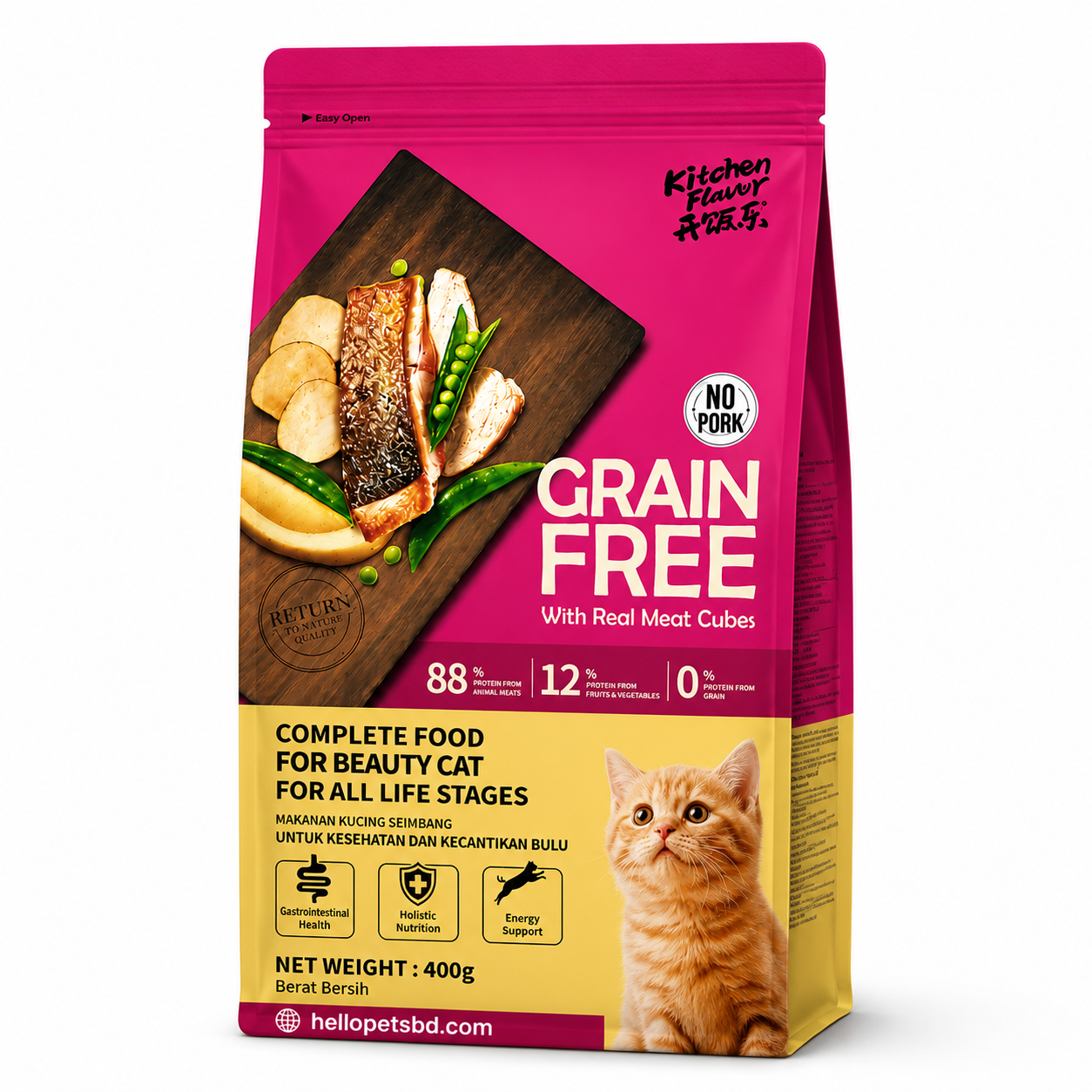 Kitchen Flavor Grain Free Dry Cat Food Baby Kitten & Kitten 400g