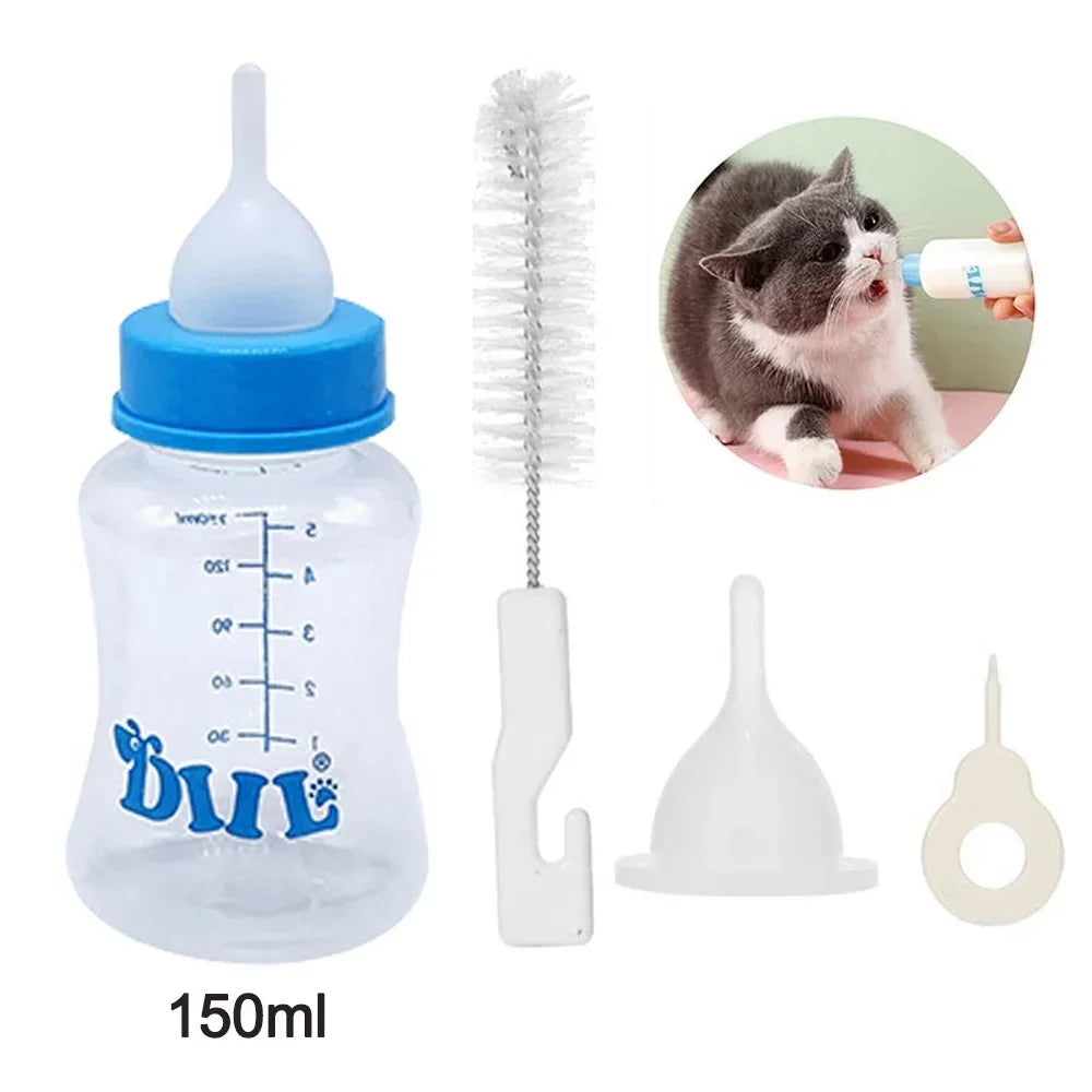 Kitten Puppy Feeding Bottles, Newborn Small Animals Milk Bottles for Nursing with Replacement Nipples, Pet Large Feeder Set