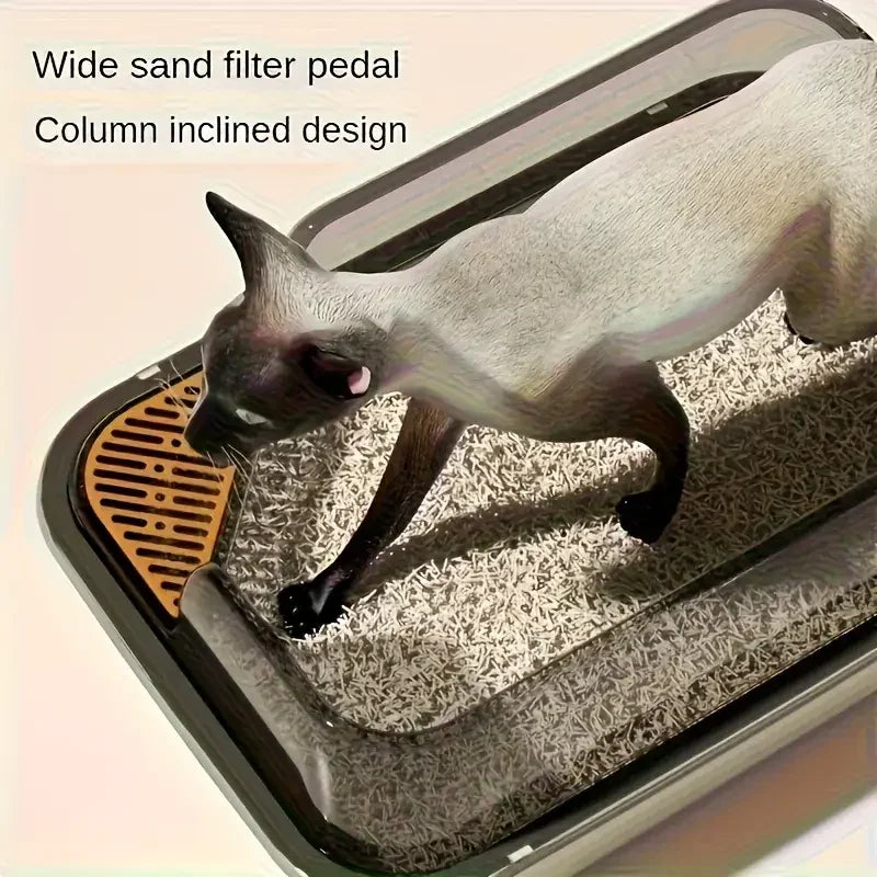 Cat Litter Training Tray, Corner Cut Extra Large Semi-Enclosed Litter Box Open Top Cat Litter Tray