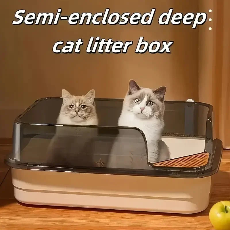 Cat Litter Training Tray, Corner Cut Extra Large Semi-Enclosed Litter Box Open Top Cat Litter Tray