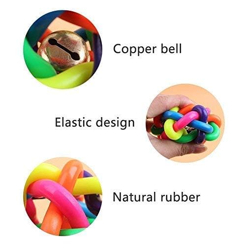 Large and Medium Dogs Rubber Chew Toy Rainbow Ball Colorful Bell Ball Pets 1PCS Diameter 7CM