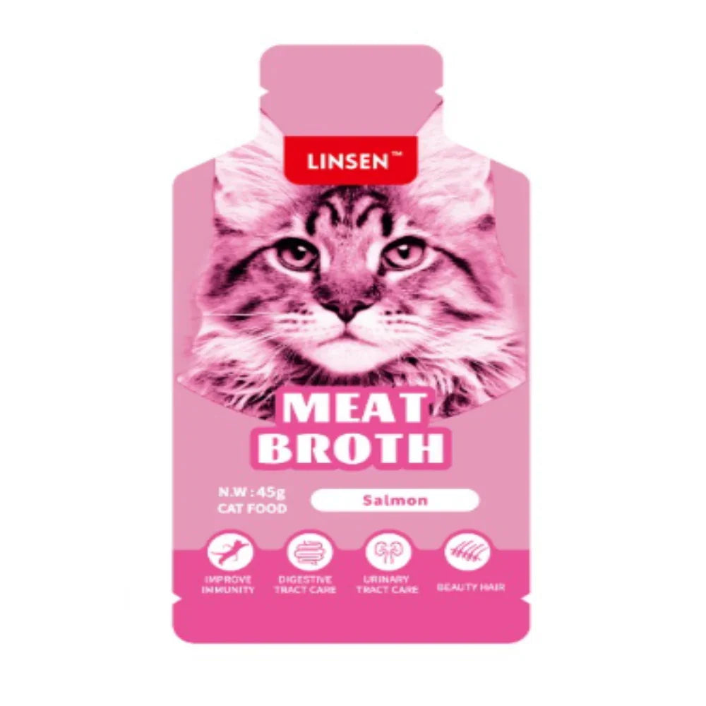 Linsen Meat Broth Cat Food Salmon 45g