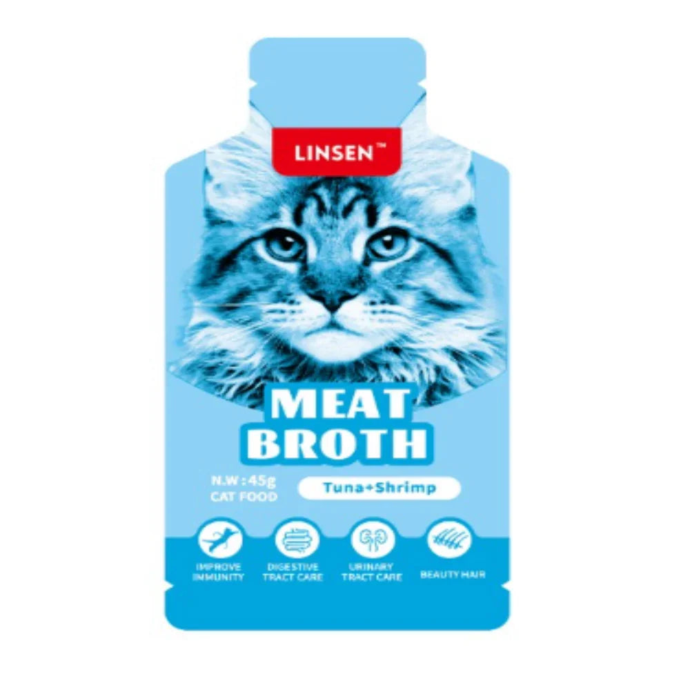 Linsen Meat Broth Cat Food Tuna + Shrimp 45g