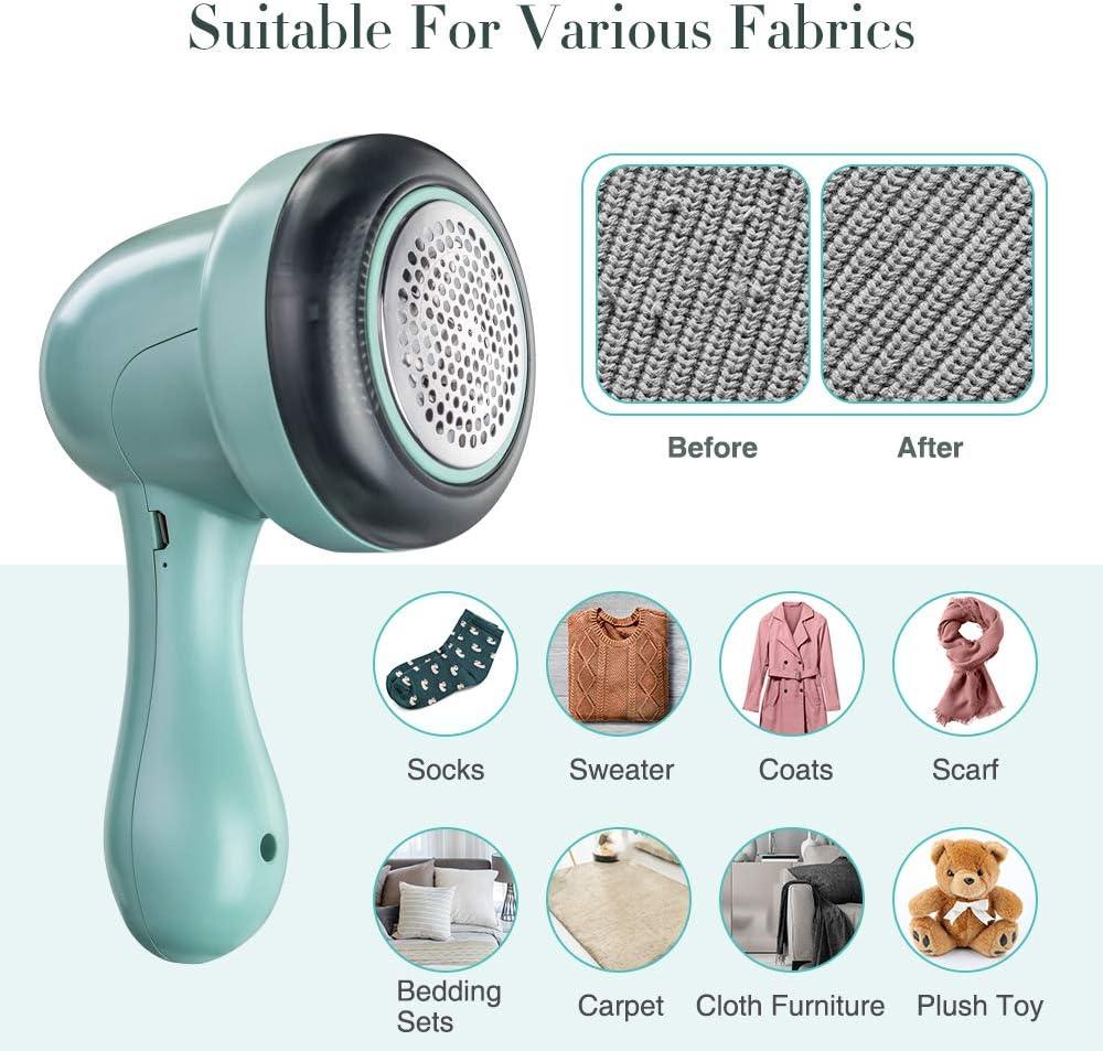 Rechargeable USB Lint Remover for Clothes Fabric Shaver, Electric Lint Shaver with 3 Blade Blades, Lint Shaving Brush for Clothes