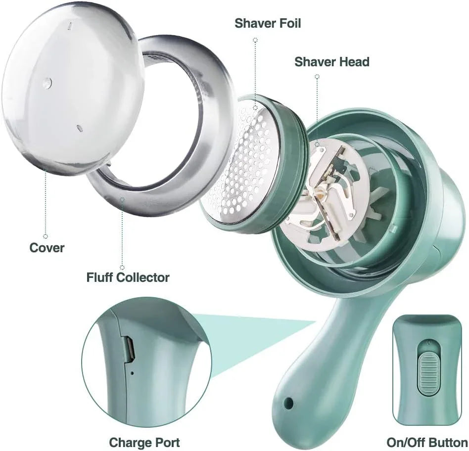 Rechargeable USB Lint Remover for Clothes Fabric Shaver, Electric Lint Shaver with 3 Blade Blades, Lint Shaving Brush for Clothes