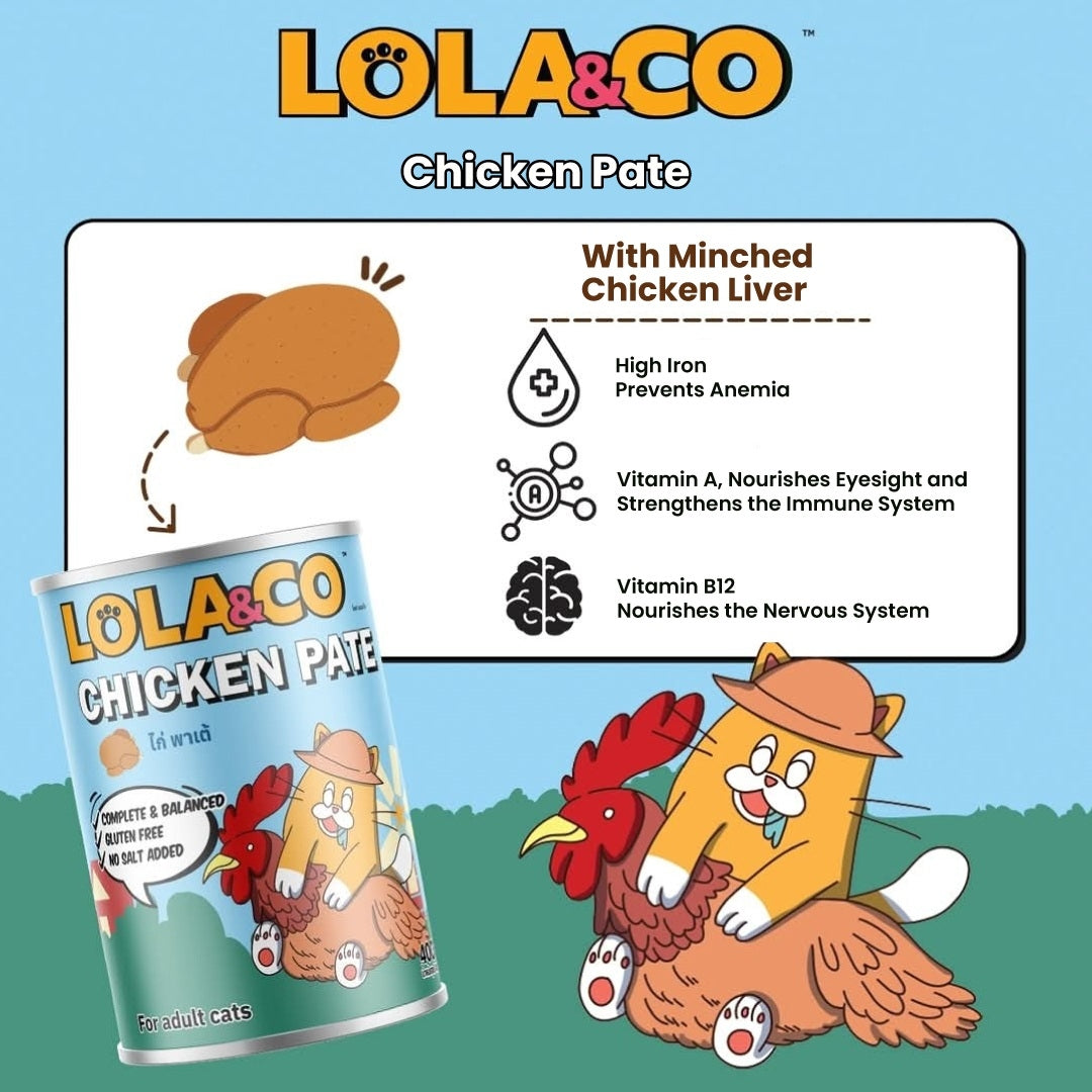 Lola & Co Premium Cat Can Wet Food Chicken Pate 400gm