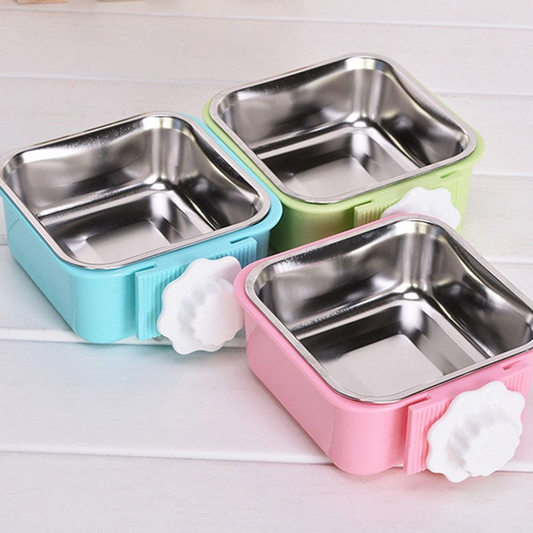 Luck Dawn Cat Crate Bowl, Stainless Steel Removable Cage Hanging Bowls with Bolt Holder