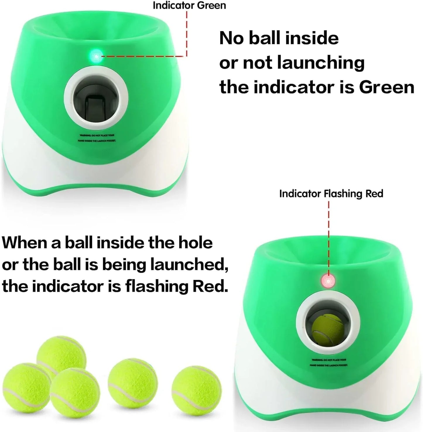 Automatic Dog Ball Launcher, Dog Ball Thrower with 15 Mini Tennis Balls Sizing 2 Inch and Mesh Bag, Dog Toys Tennis Ball Launcher for Small Dogs with 3 Distance Settings