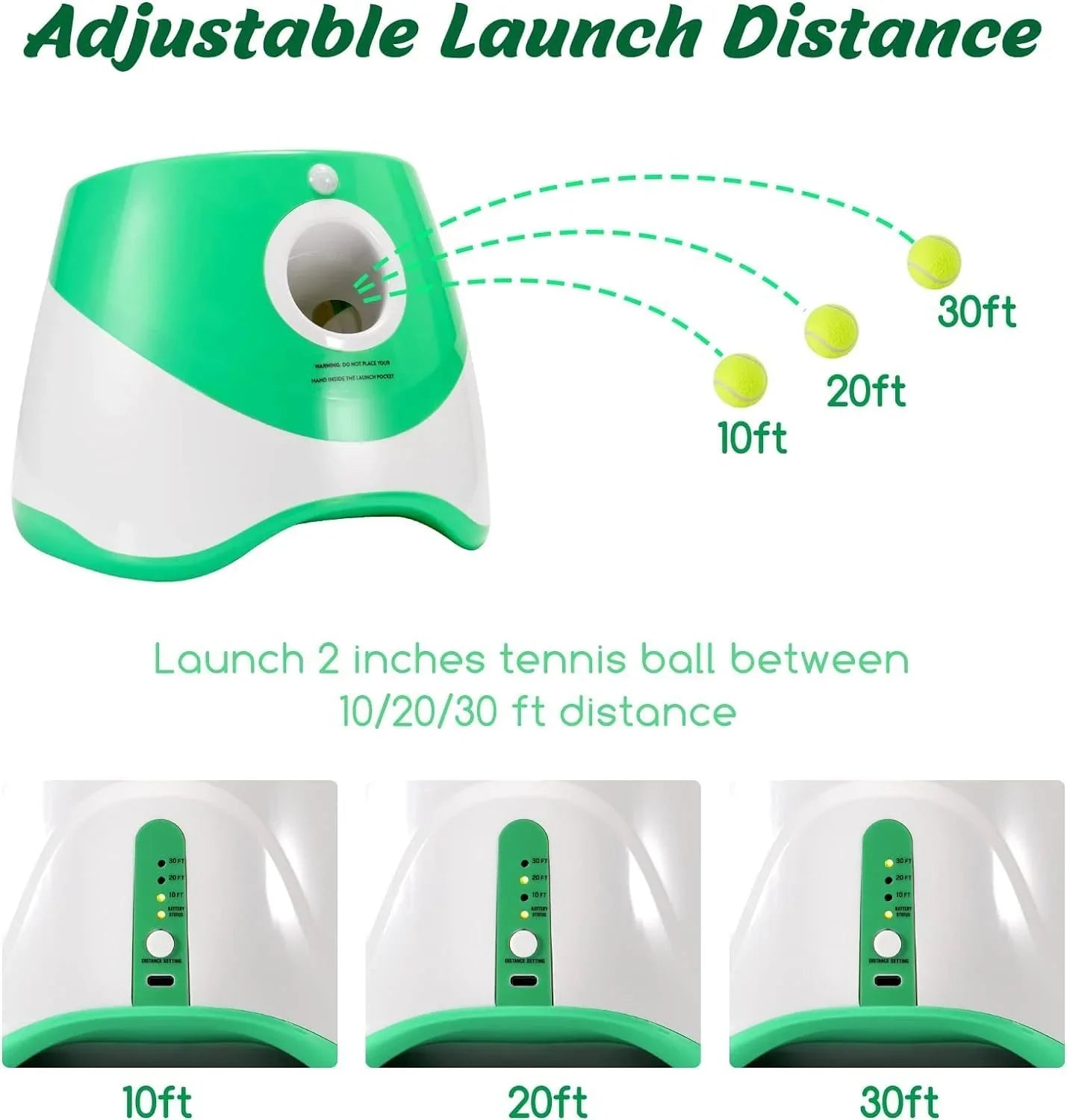 Automatic Dog Ball Launcher, Dog Ball Thrower with 15 Mini Tennis Balls Sizing 2 Inch and Mesh Bag, Dog Toys Tennis Ball Launcher for Small Dogs with 3 Distance Settings