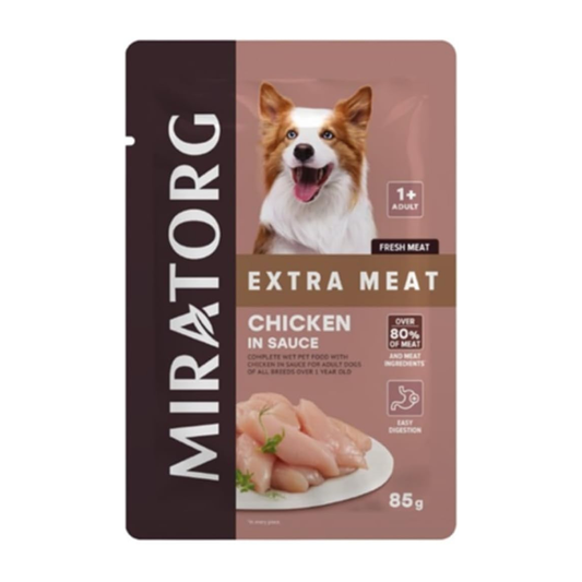 Miratorg EXTRA  MEAT with Chicken in Sauce for All Breed Dog Wet Food - 85G