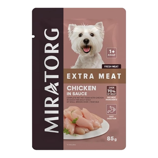 Miratorg EXTRA  MEAT with Chicken in Sauce for Small Breed Dog Wet Food - 85G