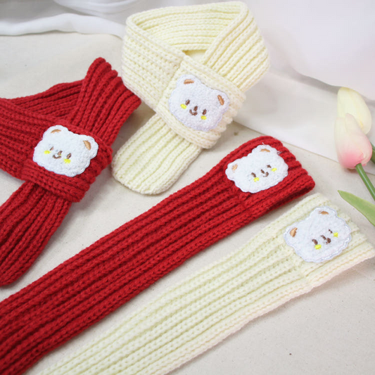 Cute bear pet scarf, autumn and winter warm pet scarf, Christmas dog wool scarf, dog cat
