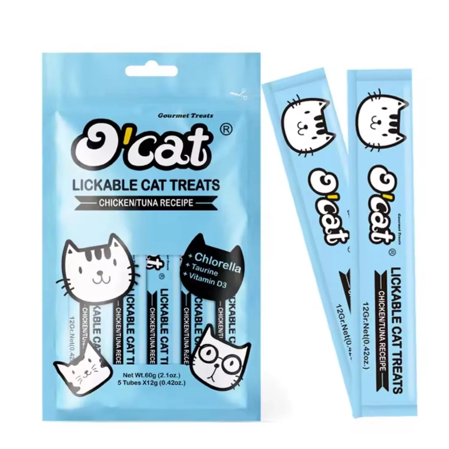 O'Cat Lickable Cat Treat 5 Sticks Chicken Tuna Recipe 60g
