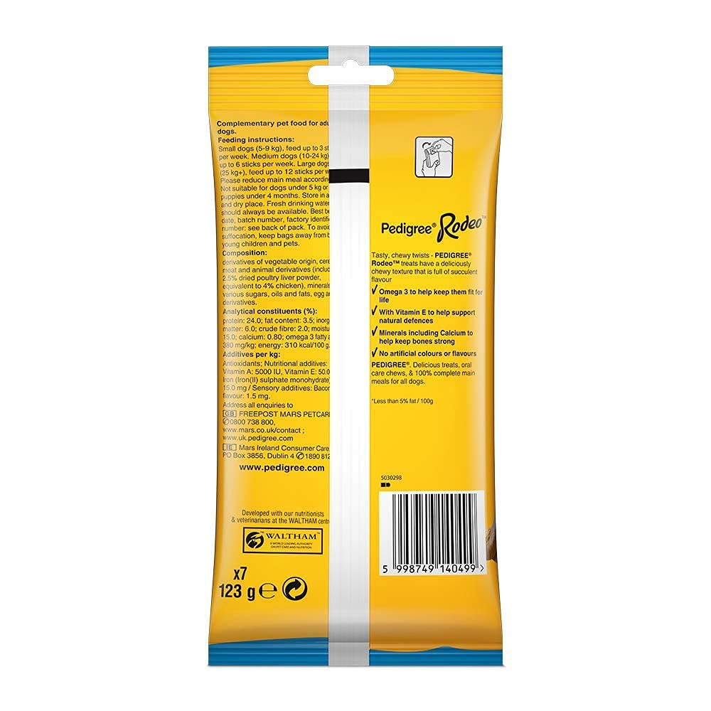 Pedigree Rodeo Adult Dog Treats, Chicken 7 Sticks Pack 1 Supports Strong Bones