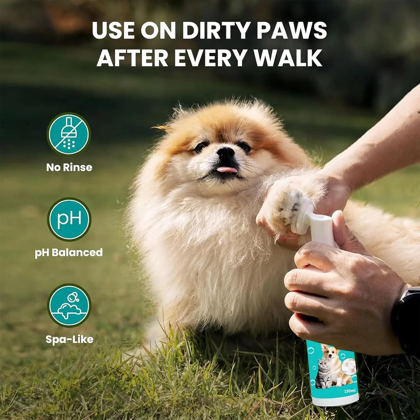 Pet Dog Paw Cleaner Foam, No-Rinse Formula with Soft Bristle Scrubber, Dog Paw Cleaner & Washer for Muddy Paws