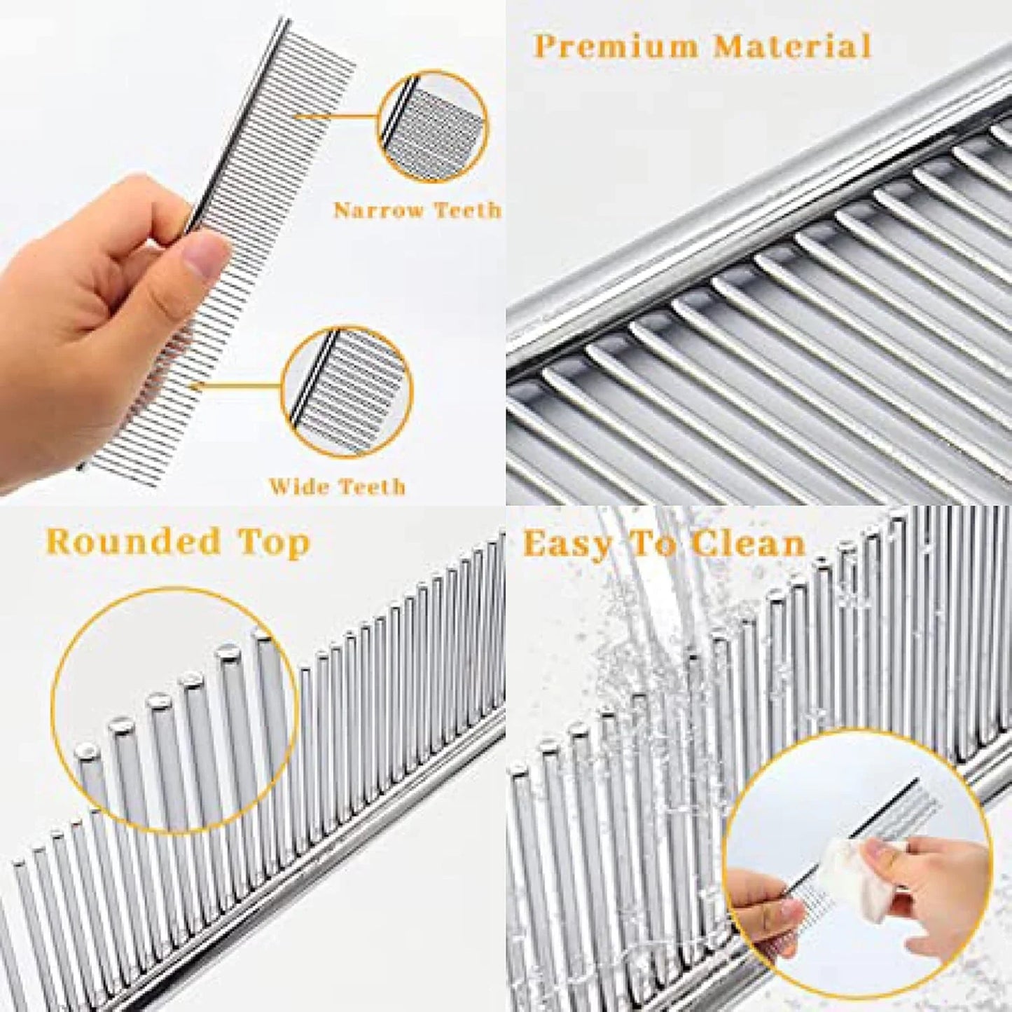 Cat and Dog Grooming Brush Comb Stainless Steel Teeth Metal Cats Dog Comb for Removing Hair (M: 194cm)