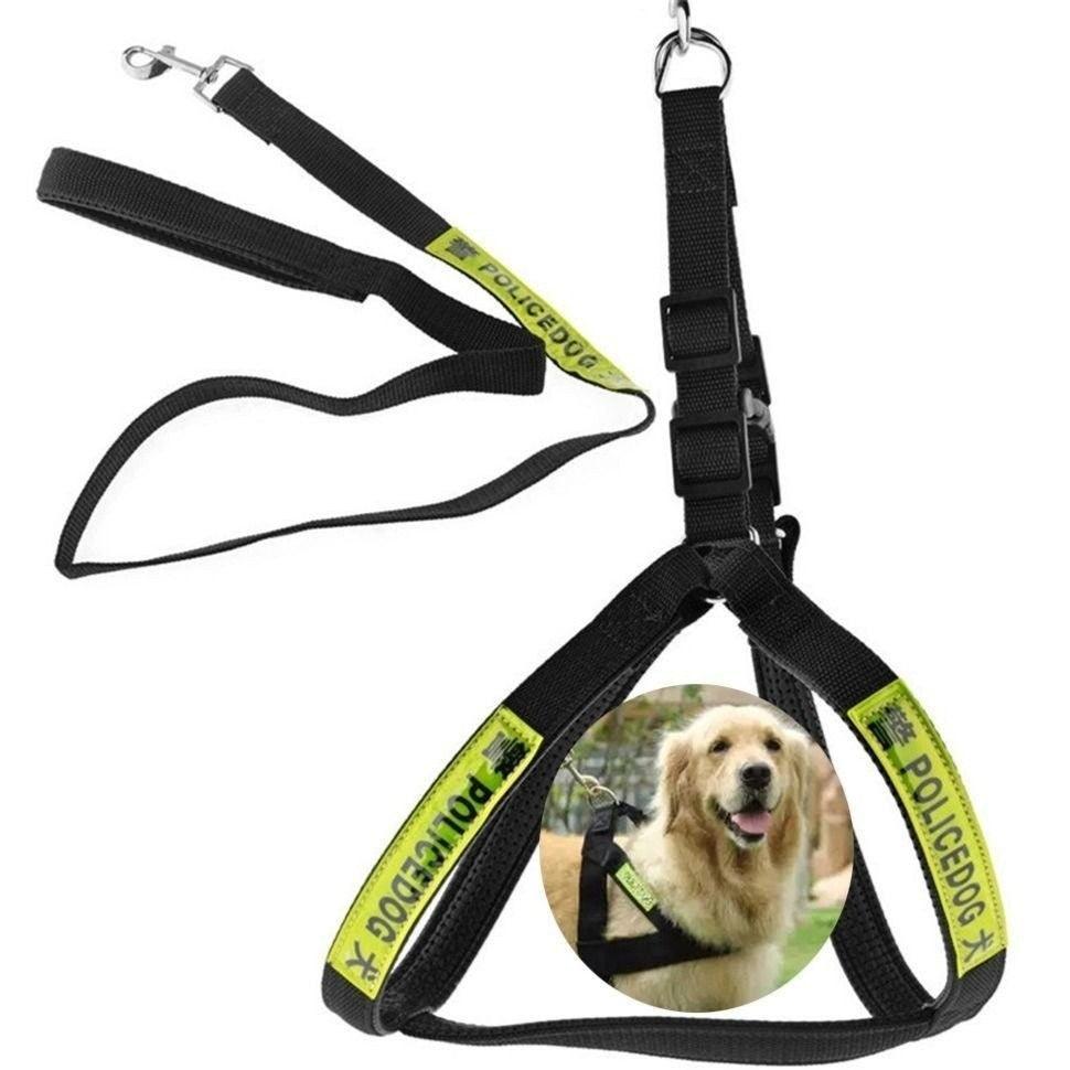 Dog Harness Collar Leash Police Dog Large