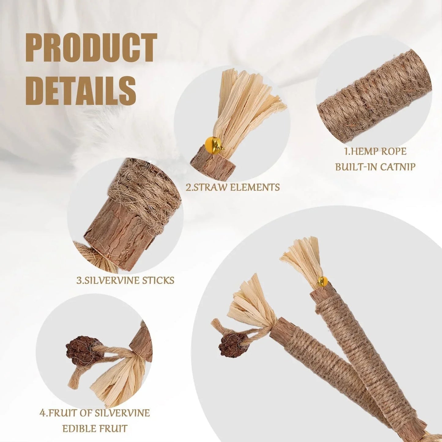 Silvervine Sticks for Cats, Catnip Sticks for Kittens Teeth Cleaning, Calm Cat Anxiety and Stress, Increase Appetite 1 Pcs