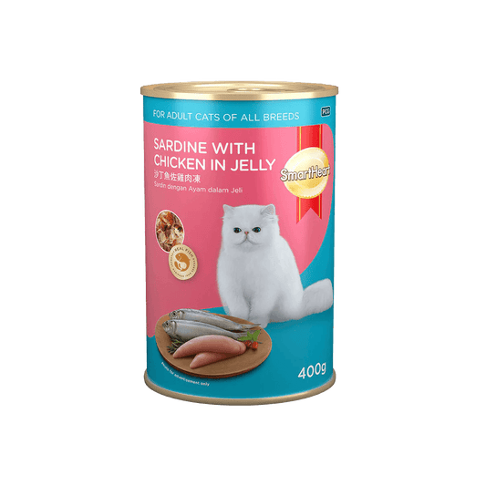 SmartHeart Adult Wet Cat Canned Food Sardine with Chicken in Jelly 400g