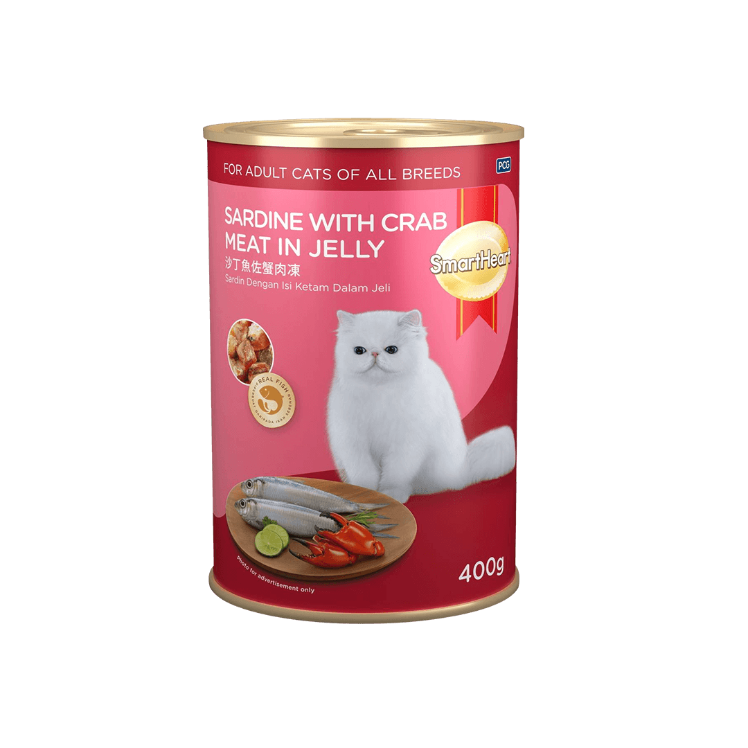 Smartheart Adult Canned Wet Food Sardine with Crab Stick in Jelly 400g