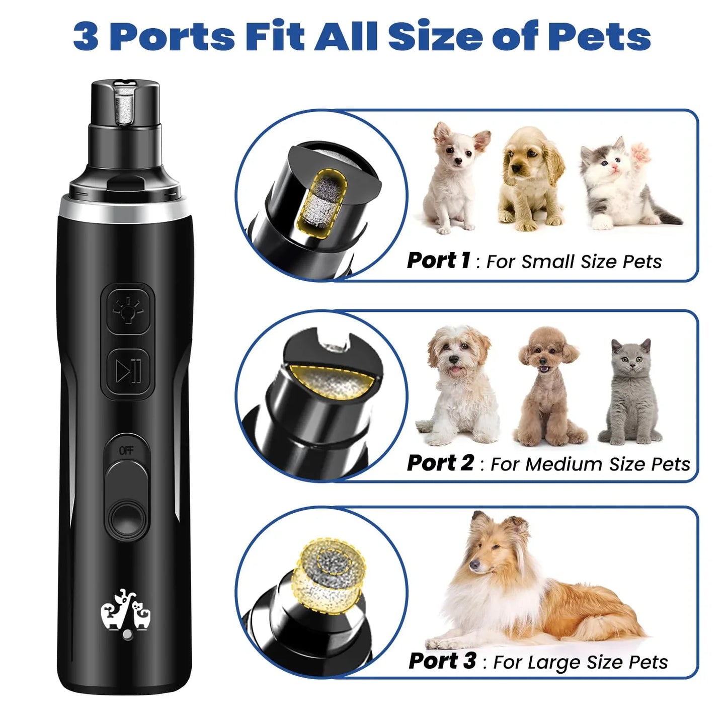 USB Charging Pet Nail Grinder Professional Rechargeable Usb Pet Electric Grinder Led Light Dog and Cat Trimmer