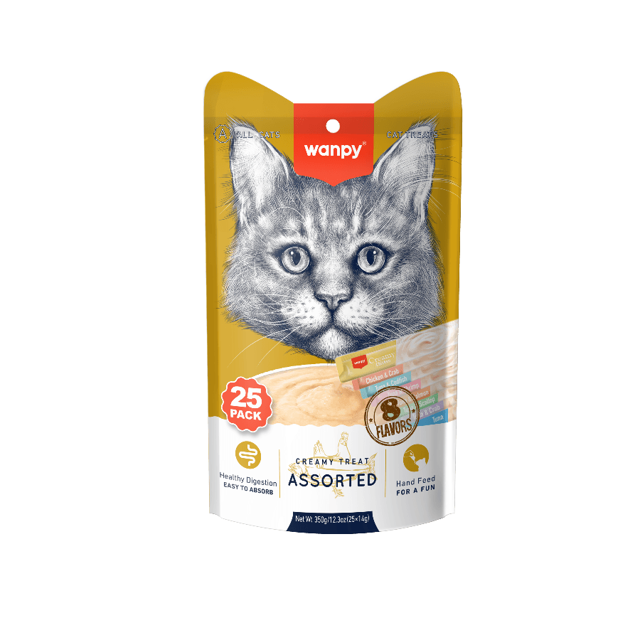 Wanpy Cat Creamy Lickable Treat Assorted Flavour 14GX25 (350gm)