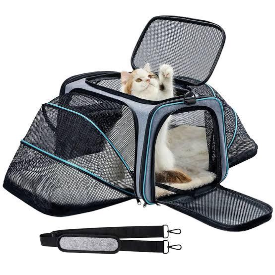 Pet Carrier Airline Approved, Expandable Foldable Soft-Sided Dog Carrier, with 2 Expandable Mesh Windows, Pet Travel Bag