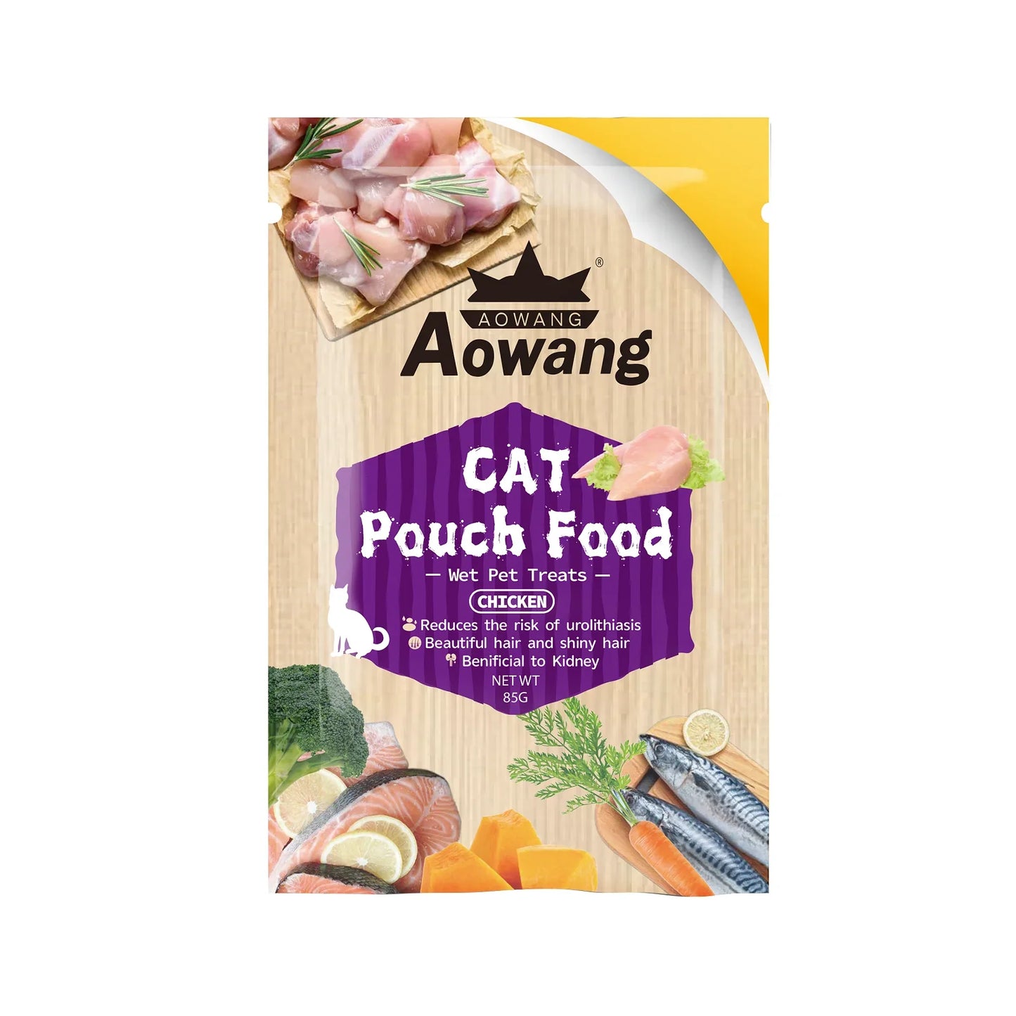AOWANG Cat Wet Pouch Food Chicken Meat Pate 80g