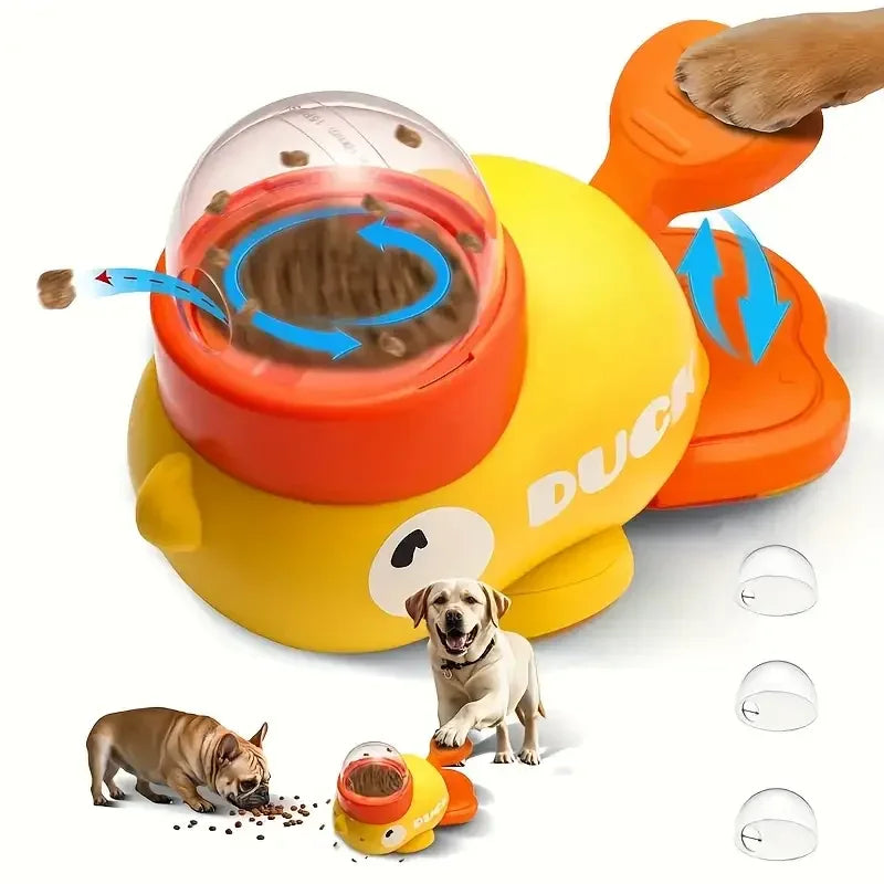 Durable Plastic Duck-Shaped Interactive Dog Treat Dispenser Toy - Mental Stimulation Snack Dispensing Puzzle Feeder with Transparent Window, Puppy Training & Cognitive Development